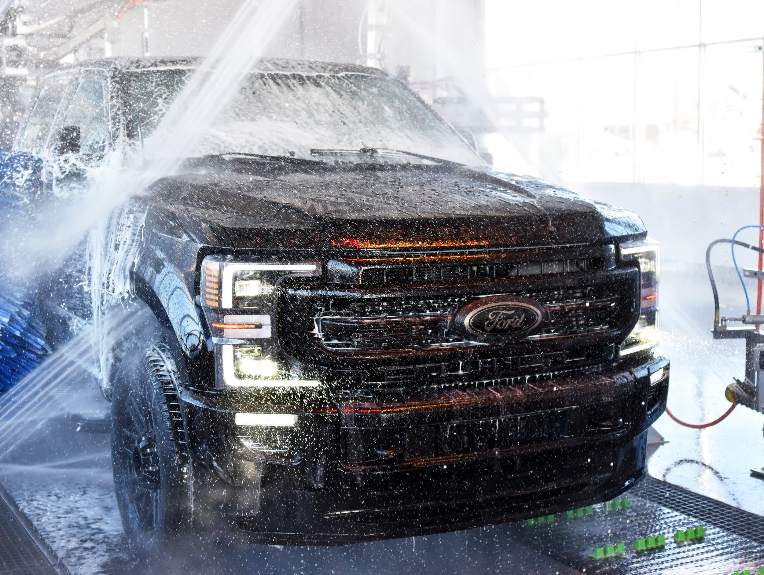A clean black truck after a Turbo Wash