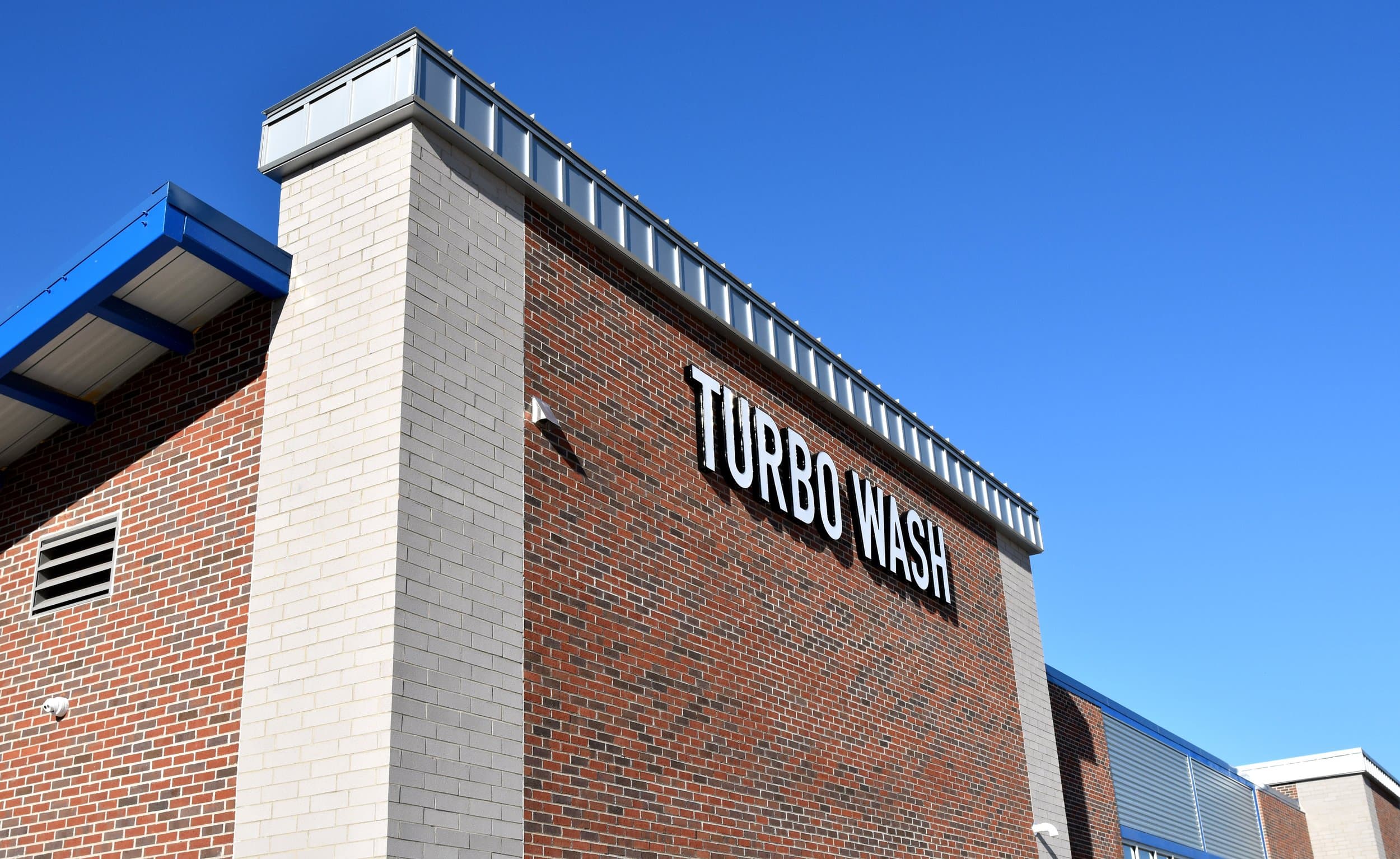 The Turbo Wash building on a clear day